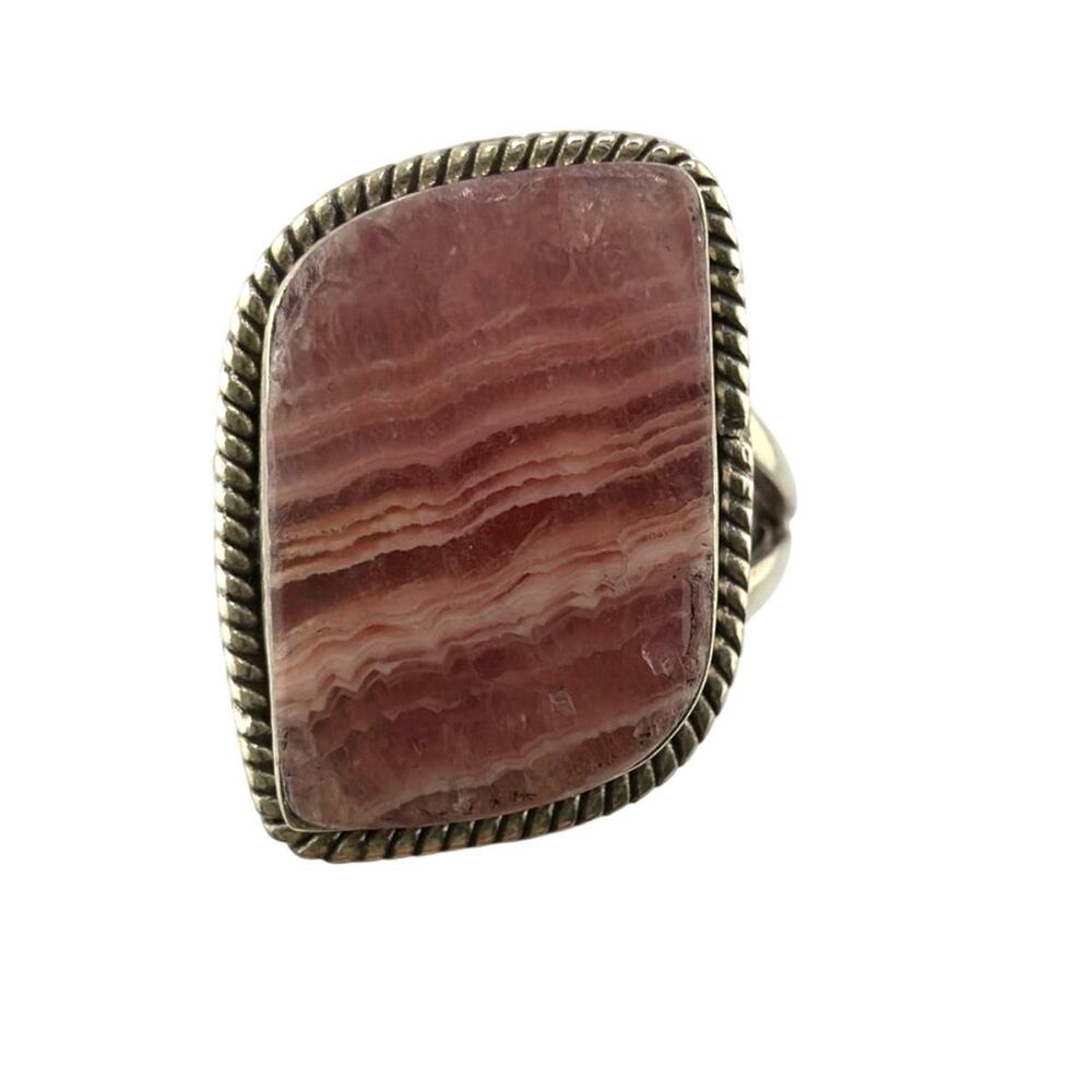 Natural Rhodochrosite Sterling Silver Ring Handmade Artisan Jewelry 9.5